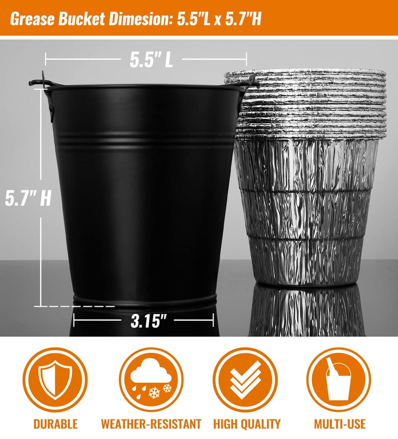 NUPICK 20-Pack Grease Bucket Liner & 1-Pack Grease Bucket HDW152 for Traeger, Grease Bucket for Traeger Pro Series 575/780, 22/34 Series, Ironwood 650/885 Grills, Black - Image 3